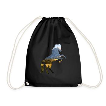 Pferd - Turnbeutel - Schwarz - Vorne