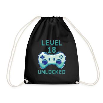 Level 18 unlocked Headphones for Gamer Quotes - Drawstring Bag - black - Front