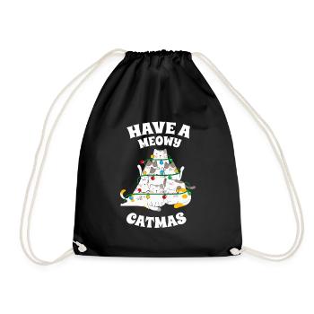 Have a Meowy Catmas Christmas Funny Santa Cats - Drawstring Bag - black - Front