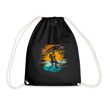 Kletterin Bergsteigerin klettern geschenk frau - Turnbeutel - Schwarz - Vorne
