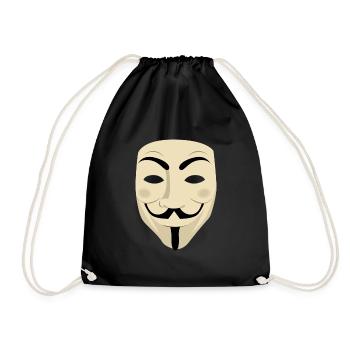 Mr. Anonymous Mask Computer Hacker - Drawstring Bag - black - Front