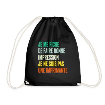 Humour Homme - Je me fiche de faire bonne impre... - Sac de sport léger - noir - Devant