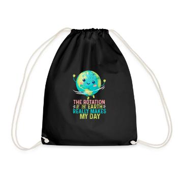 Earth's rotation really makes my day - Drawstring Bag - black - Front