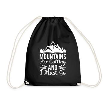 The Mountains are Calling and I must Go - Drawstring Bag - black - Front