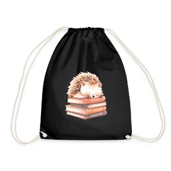 Un hérisson mignon dort sur des livres - Sac de sport léger - noir - Devant