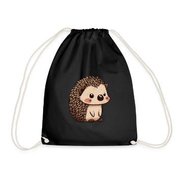 Süßer Vintage Igel - Turnbeutel - Schwarz - Vorne