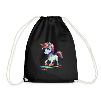Licorne sur une planche à roulettes - Sac de sport léger - noir - Devant