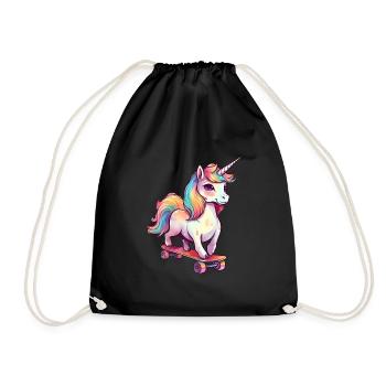 Licorne sur une planche à roulettes - Sac de sport léger - noir - Devant