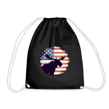 Amerikanische Flagge Elch - Turnbeutel - Schwarz - Vorne