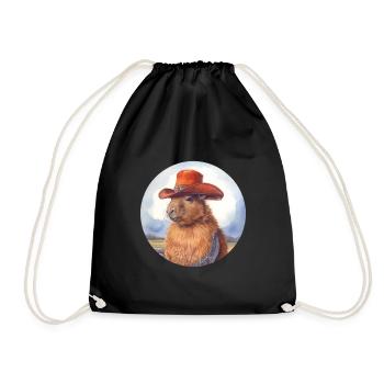 Capybara Cowboy - Drawstring Bag - black - Front
