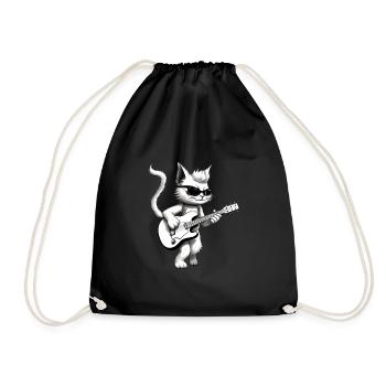 Cat joue de la guitare - Sac de sport léger - noir - Devant