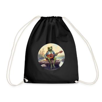 Frog joue du banjo - Sac de sport léger - noir - Devant