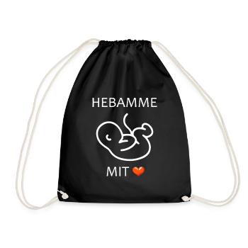 Hebamme mit Herz Baby eine Hebamme - Turnbeutel - Schwarz - Vorne