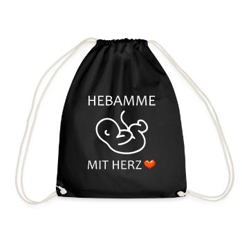 Hebamme mit Herz Baby eine Hebamme - Turnbeutel - Schwarz - Vorne