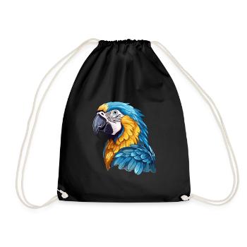 Blue and gold macaw - Drawstring Bag - black - Front