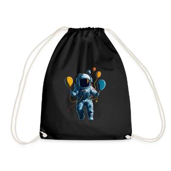 Astronaut with Air Balloons in Space - Turnbeutel - Schwarz - Vorne