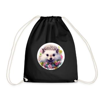 Cute hedgehog - Drawstring Bag - black - Front