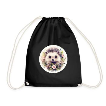 Cute hedgehog - Drawstring Bag - black - Front