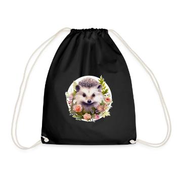 Cute hedgehog - Drawstring Bag - black - Front