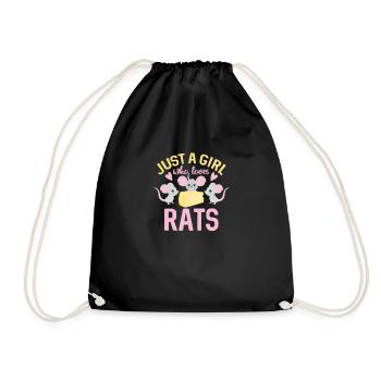 Ratte Nur Ein Mädchen, Das Ratten Liebt - Turnbeutel - Schwarz - Vorne