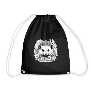 Süßer Vintage Igel - Turnbeutel - Schwarz - Vorne