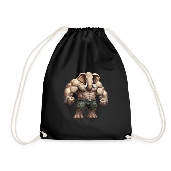 Bodybuilder Elephant - Drawstring Bag - black - Front
