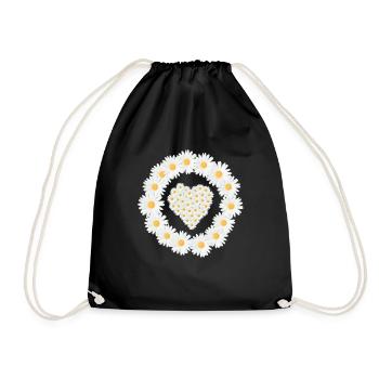 Gänseblümchen Blume Daisy Flower Love Heart - Turnbeutel - Schwarz - Vorne