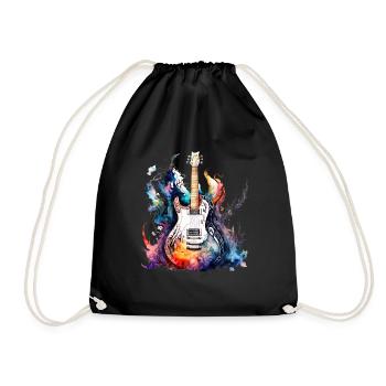 Eine schöne Musik Gitarre gemalt in Wasserfarben - Turnbeutel - Schwarz - Vorne