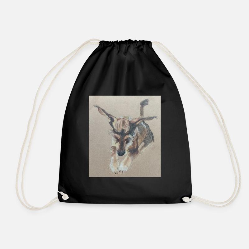 Teddy Bear dog - Drawstring Bag - black