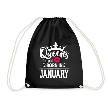 The Queens are born in month of January Birthday - Drawstring Bag - black - Front