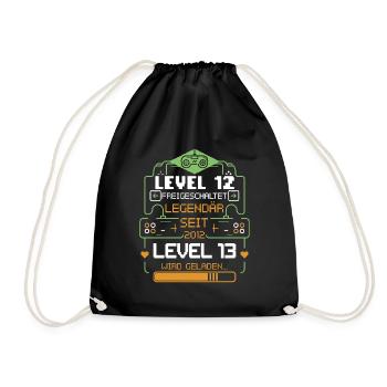 Level 12 Freigeschaltet Level 13 wird geladen - Turnbeutel - Schwarz - Vorne