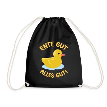 Ente gut alles gut lustige Enten Sprüche süße Ente - Turnbeutel - Schwarz - Vorne