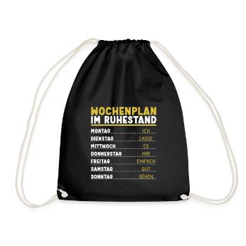 Wochenplan Rentner Ruhestand Personalisierbar Opa - Turnbeutel - Schwarz - Vorne