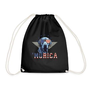 Labrador Sunglasses Murica Flag Gift - Drawstring Bag - black - Front