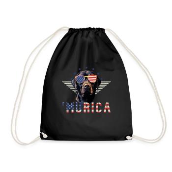 Labrador Sunglasses Murica Flag Gift - Drawstring Bag - black - Front