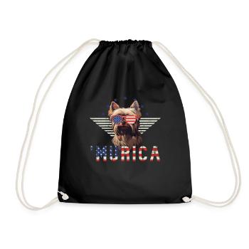 Yorkshire Terrier Sunglasses Murica America - Drawstring Bag - black - Front