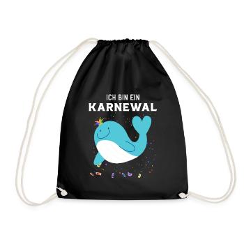 Ich bin ein Karnewal ein lustiger Karneval Wal - Turnbeutel - Schwarz - Vorne