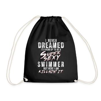Super Sexy Schwimmer Schwimmsport Geschenk - Turnbeutel - Schwarz - Vorne