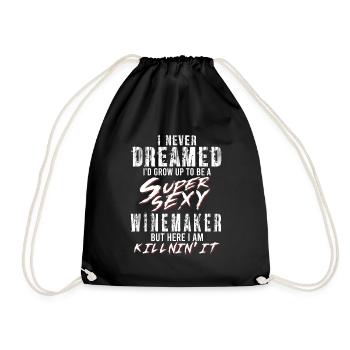 Super Sexy Winemaker Winemaking Gift Wine - Drawstring Bag - black - Front
