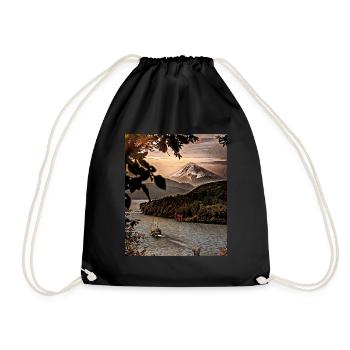 Lake Ashi, Hakone, Japan - Drawstring Bag - black - Front