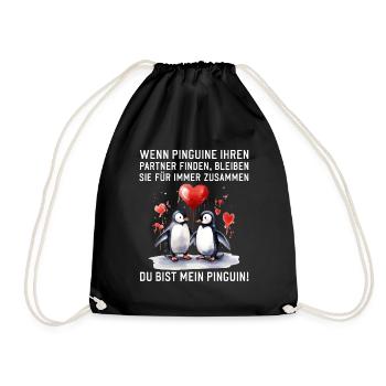 Wenn Pinguine Ihre Liebe finden Pärchen Sprüche - Turnbeutel - Schwarz - Vorne