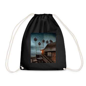 House by the Beach, Hawaii, USA - Drawstring Bag - black - Front