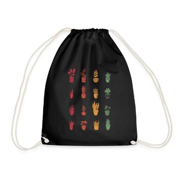 Potted Plants Retro Gardener Garden Gift Plants - Drawstring Bag - black - Front