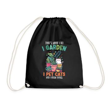 I Garden I Pet Cats Pflanzen Geschenk Gärtner - Turnbeutel - Schwarz - Vorne