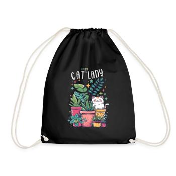Chat Et Plante Dame Jardinier Botaniste - Sac de sport léger - noir - Devant