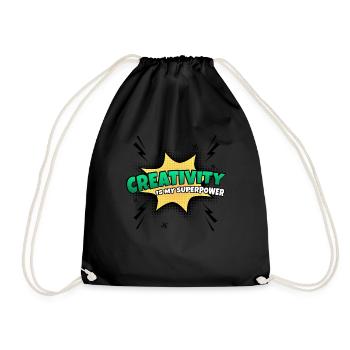 Creativity is my superpower trait - Drawstring Bag - black - Front