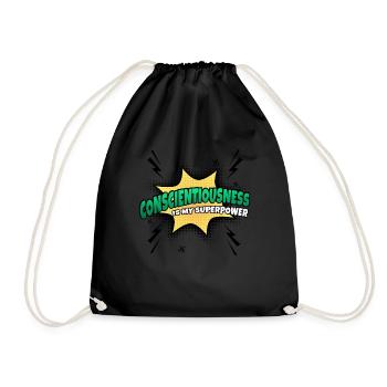 Conscientiousness is my superpower - Drawstring Bag - black - Front
