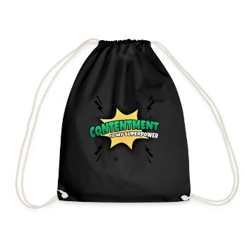 Contentment is my superpower trait - Drawstring Bag - black - Front