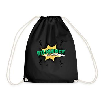 Diligence is my superpower trait - Drawstring Bag - black - Front