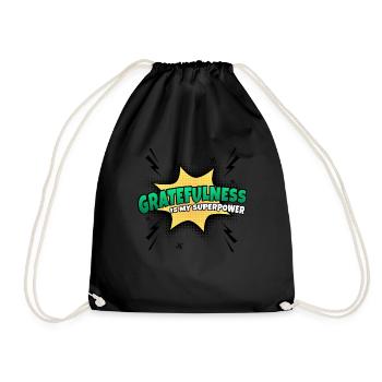 Gratitude is my superpower trait - Drawstring Bag - black - Front